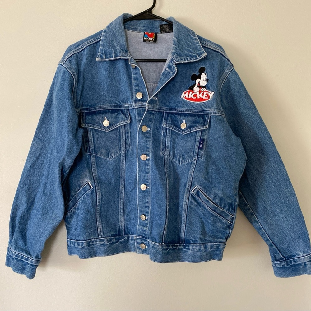 Vintage 90s Mickey Mouse Embroidered Retro Denim Jacket Disney Unisex S